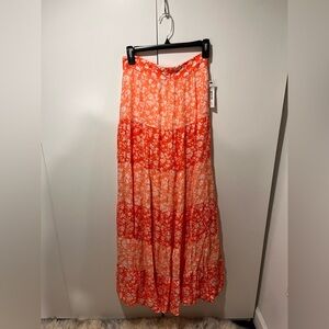 Alice and Olivia Floral Orange Maxi Skirt